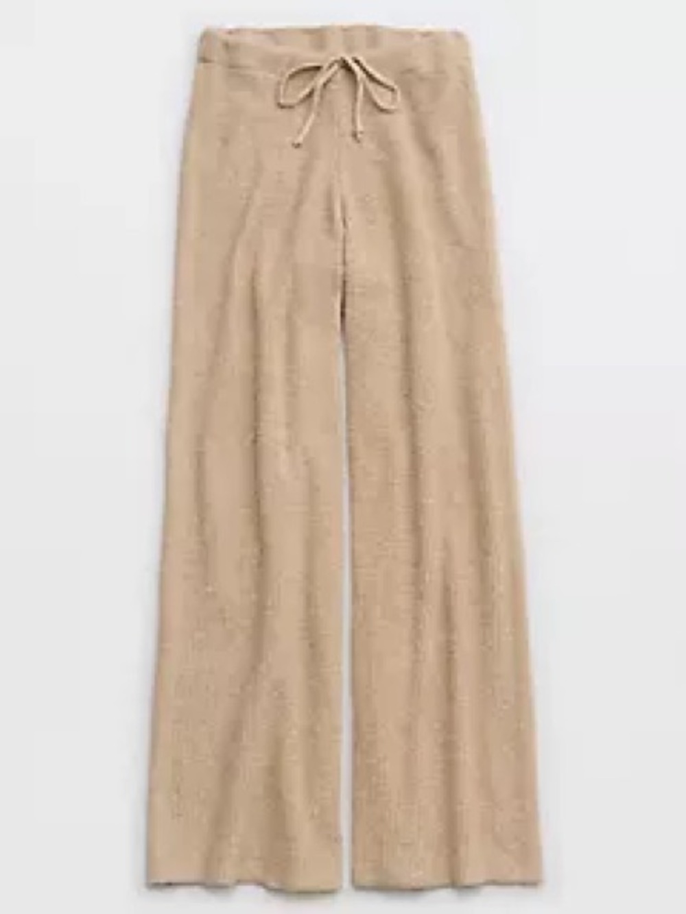 Aerie CozyUp Waffle Skater Pant - Wide-Leg Knit Pants in Beige